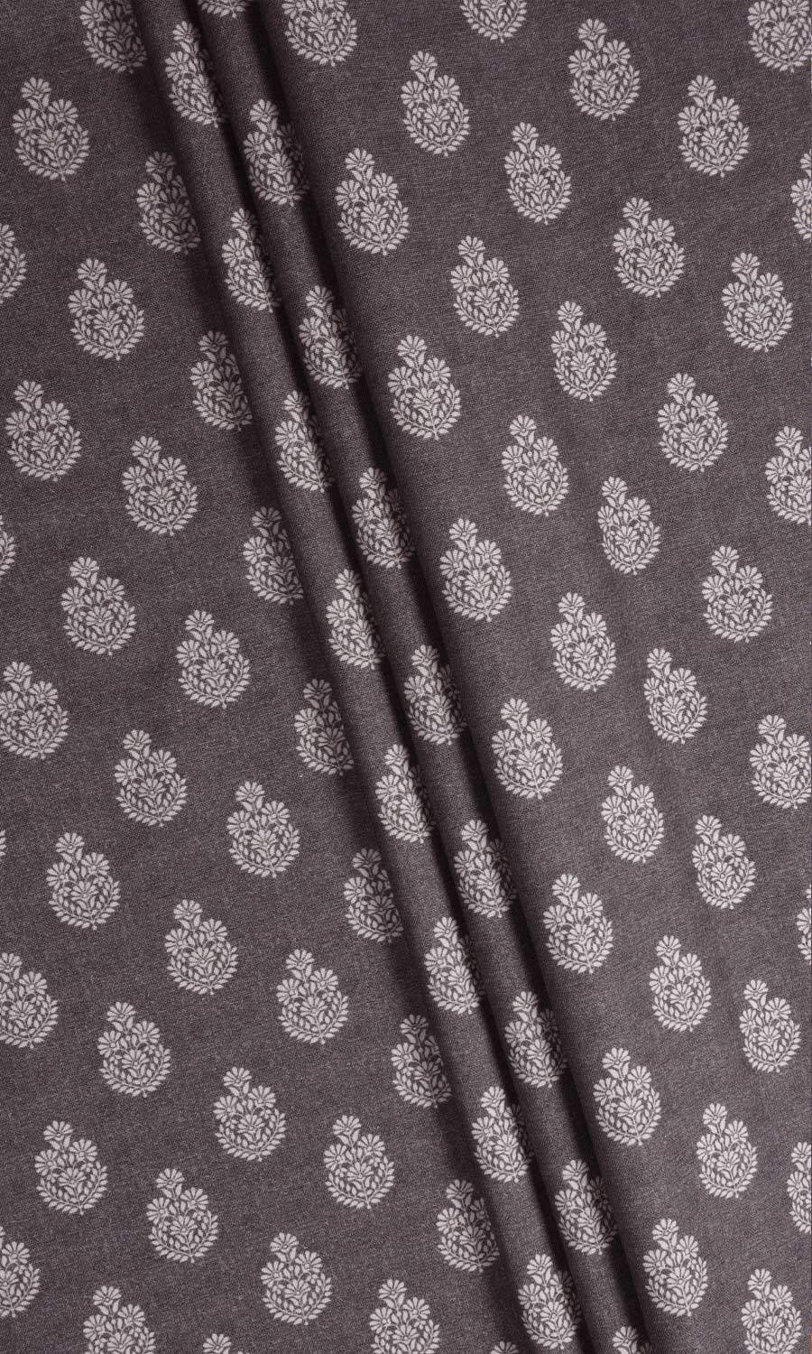 Floral Cotton Home Décor Fabric By the Yard (Charcoal Grey)