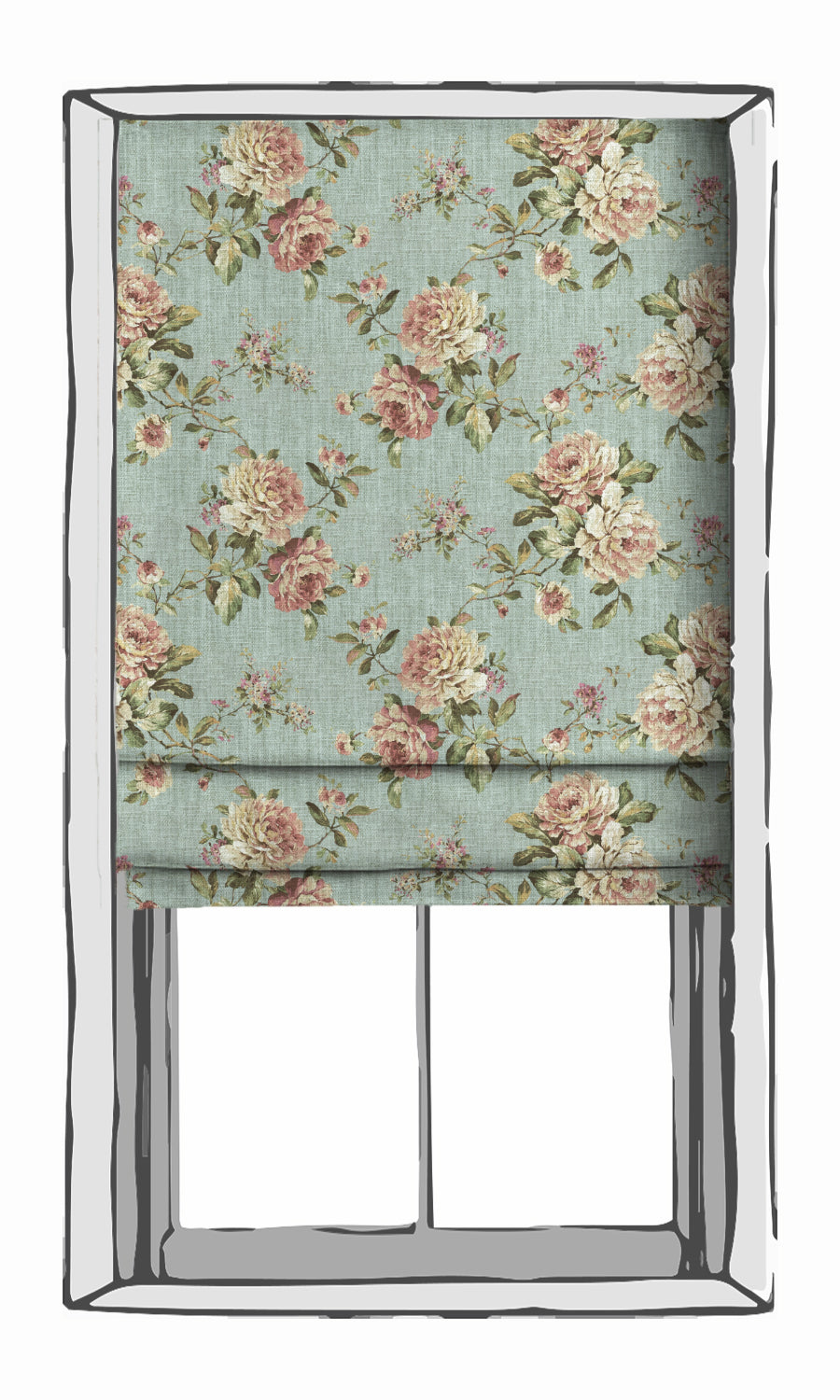 Country Floral Window Treatments Fabric By the Yard (Blue/ Pink)