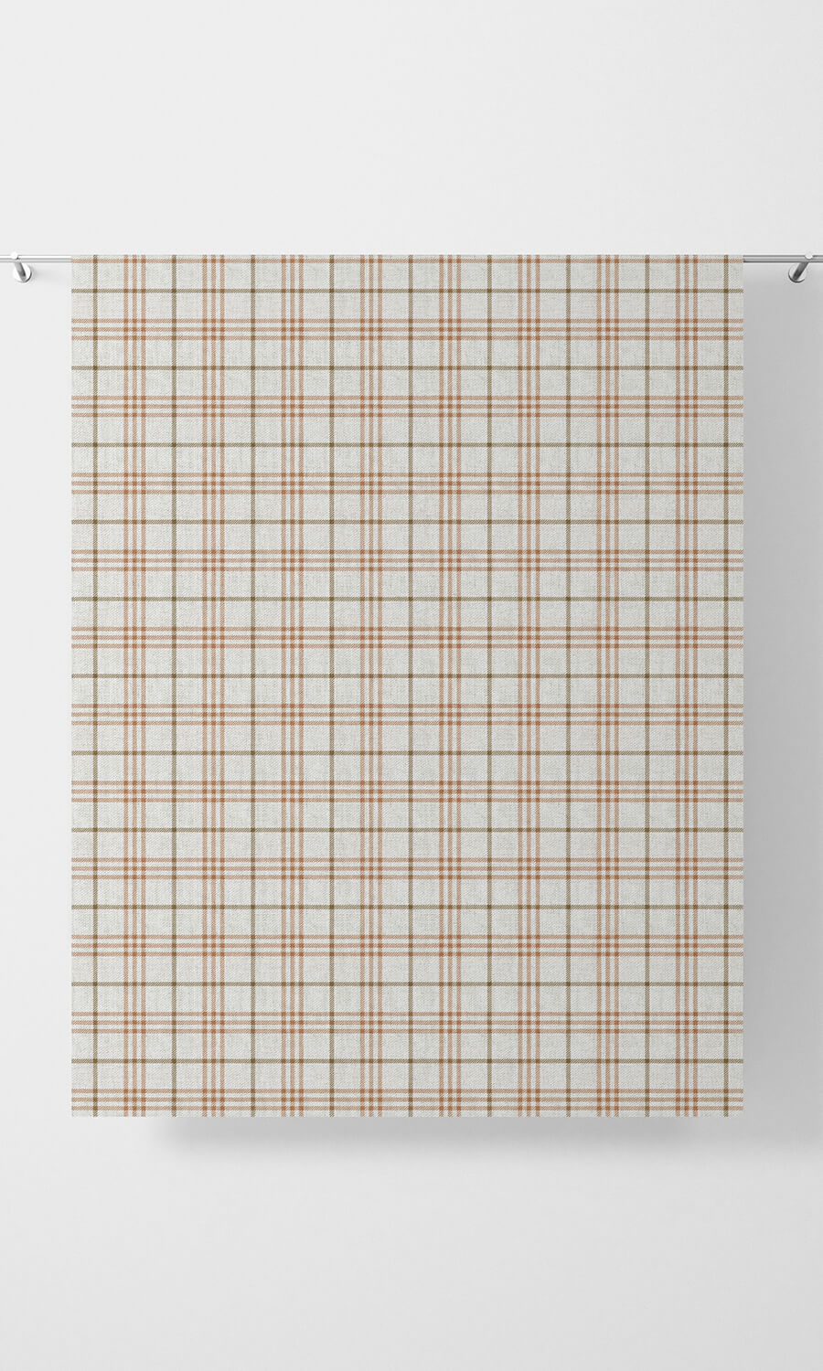 Checkered Fabric Material By the Yard (Linen White & Muted Orange)