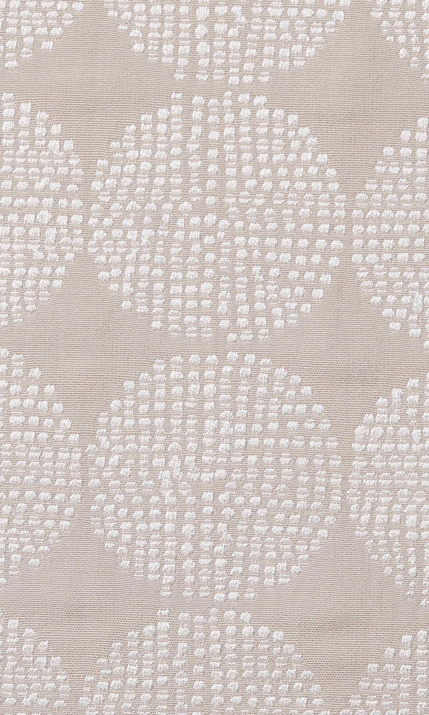 Geometric Embroidered Home Textile Fabric Material Sample (Beige/ White)