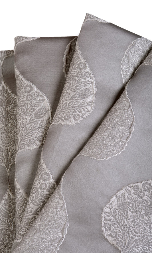 Ogee Patterned  Curtains (Pale Gray)