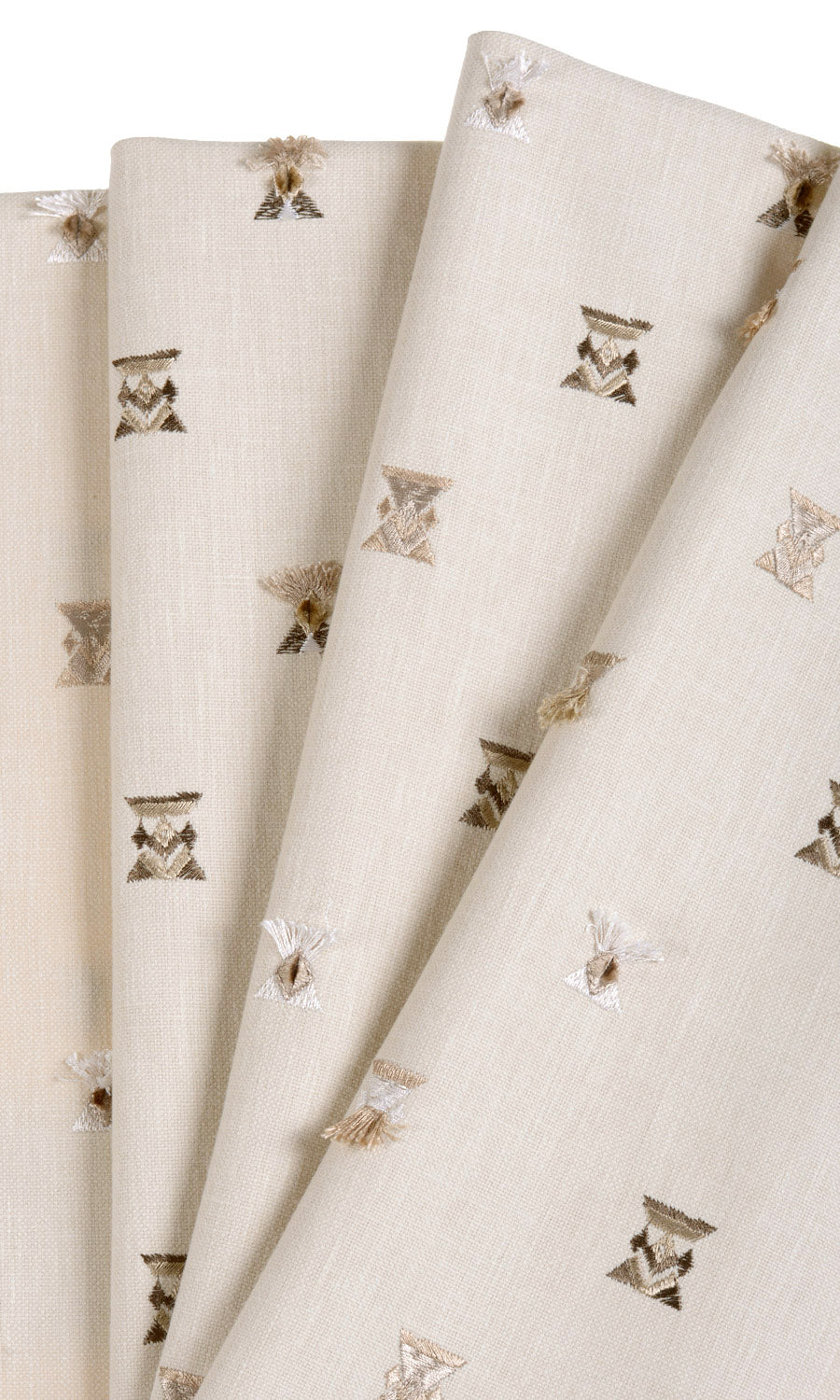 Embroidered Home Textile Fabric Material Sample (Beige/ Brown/ White)