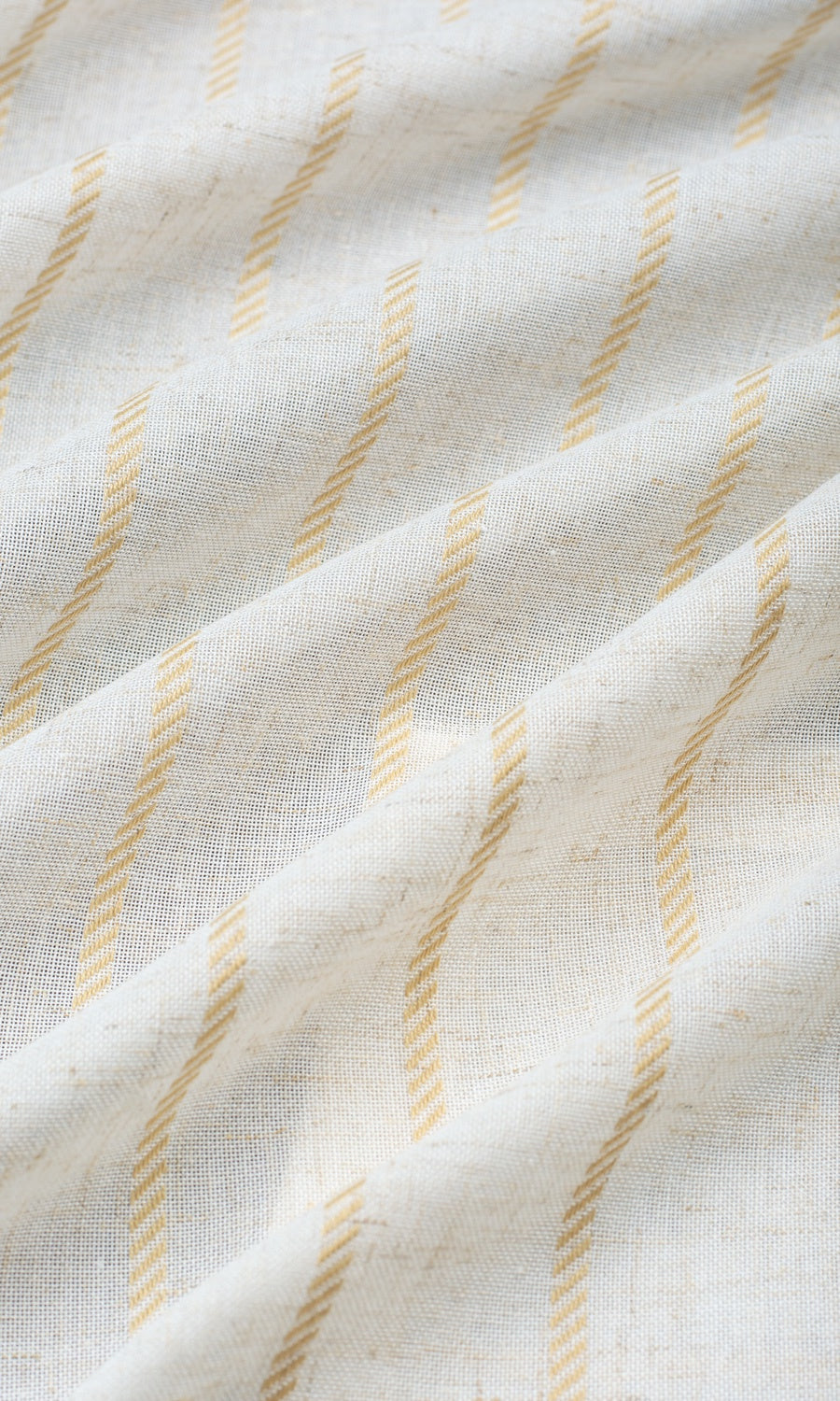 Striped Sheer Fabric By the Yard for Curtains & Drapes (White/ Mustard Beige)