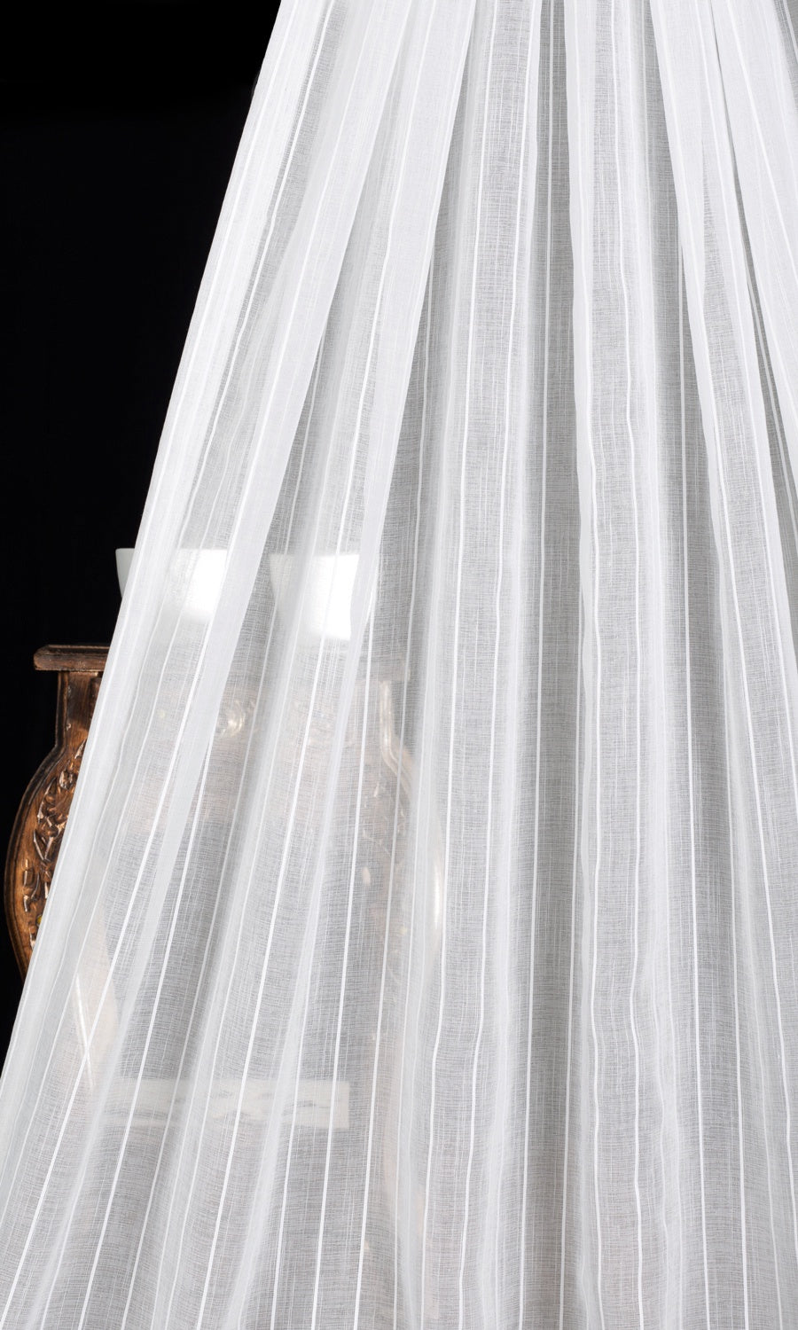 Striped Sheer Home Textile Fabric Material By the Yard (White)