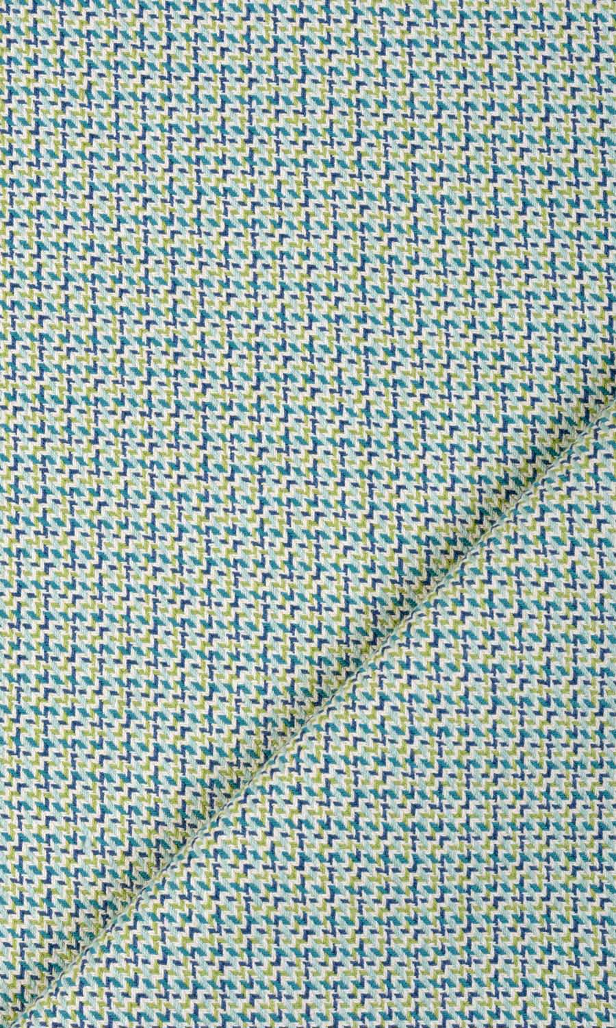 Houndstooth Patterned  Fabric Material By the Yard (Blue/ Green)
