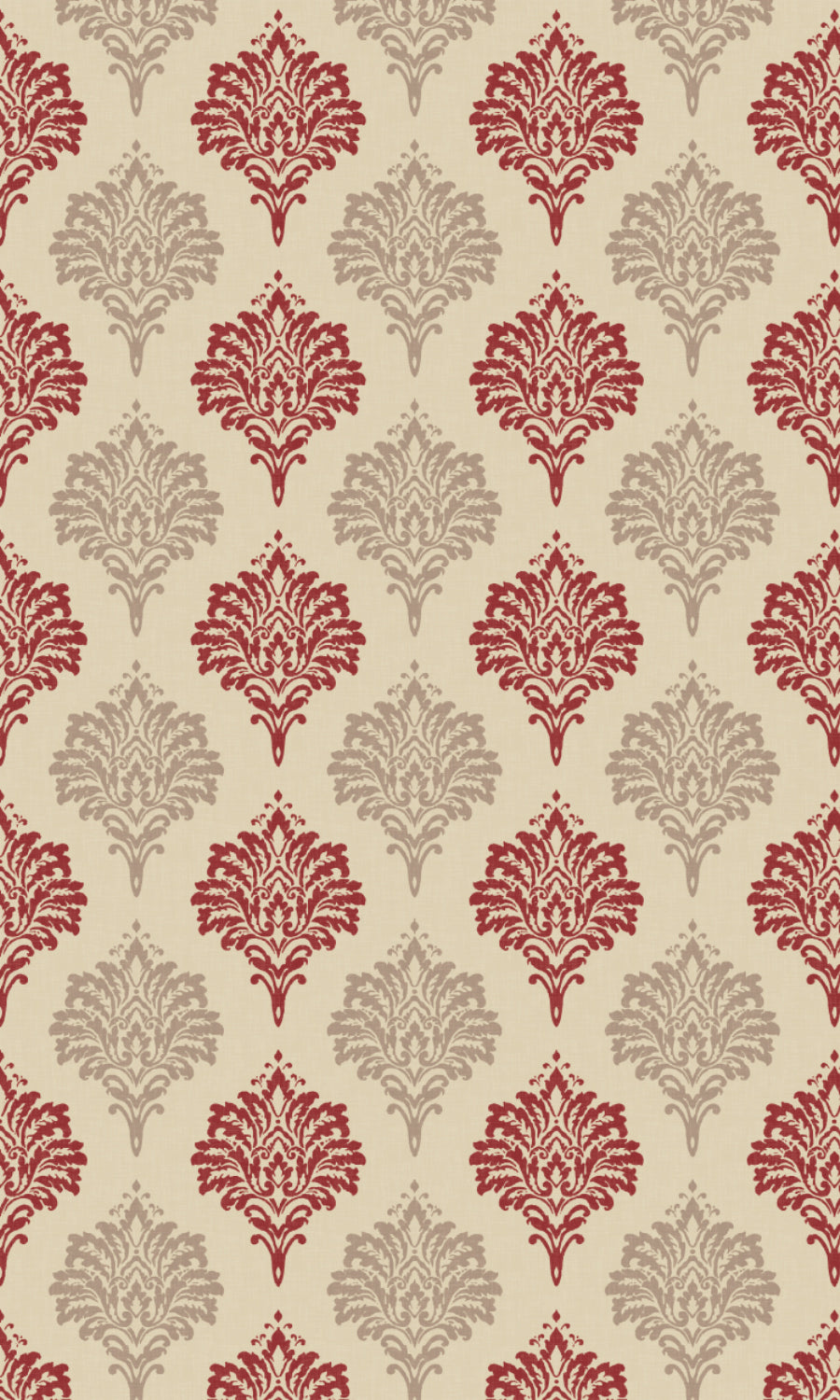 Damask Dimout Home Textile Fabric Material By the Yard (Red/ Stone Grey)