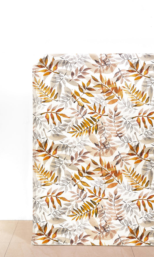 Floral Cotton Home Décor Fabric By the Yard (Orange/ Gray/ Brown)