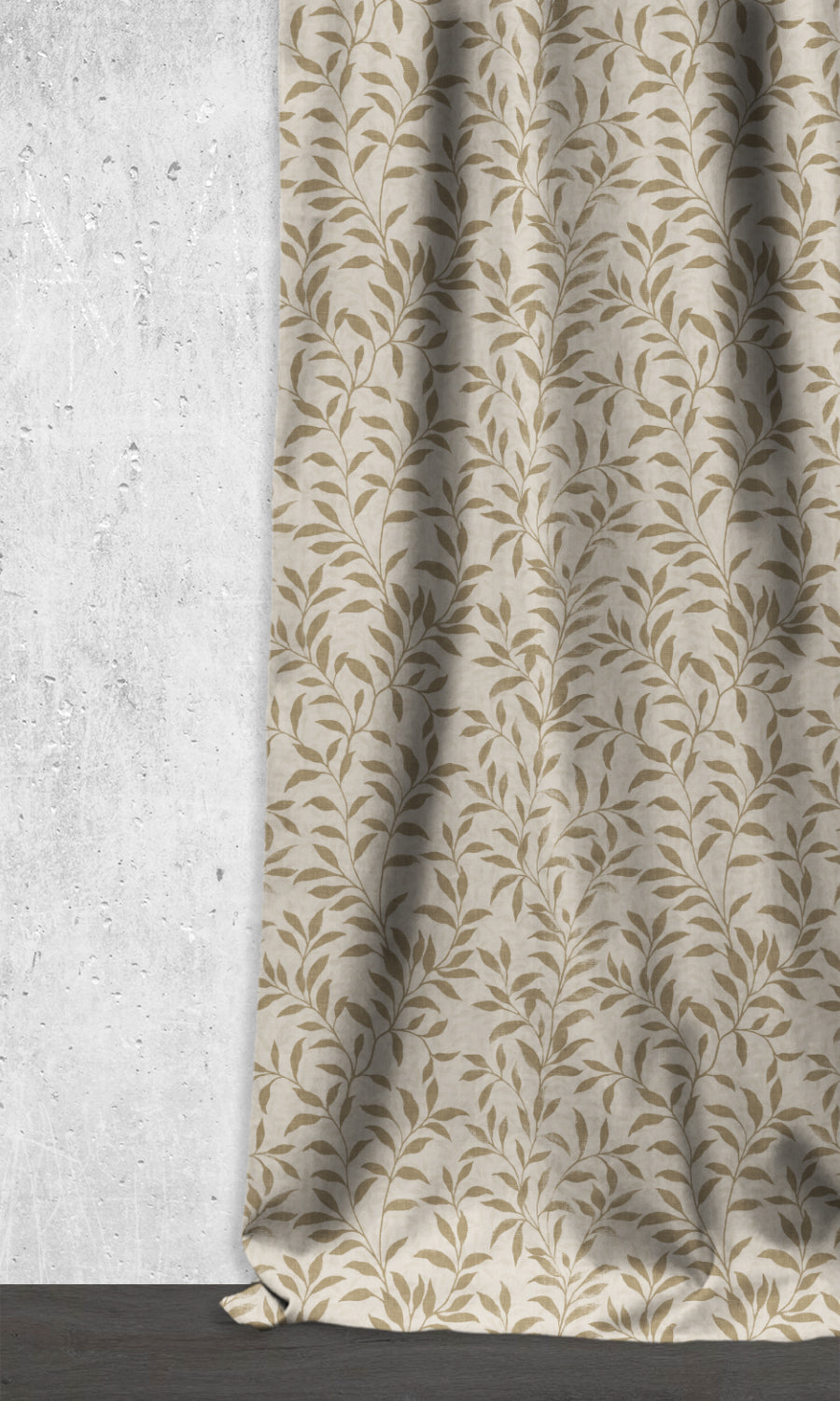 Dimout Floral Home Décor Fabric By the Yard (Eggshell White/ Brown)