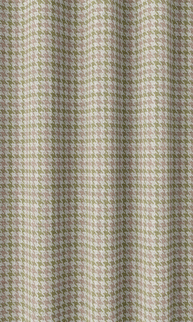 Houndstooth Patterned Home Décor Fabric By the Metre (Green & Pink)