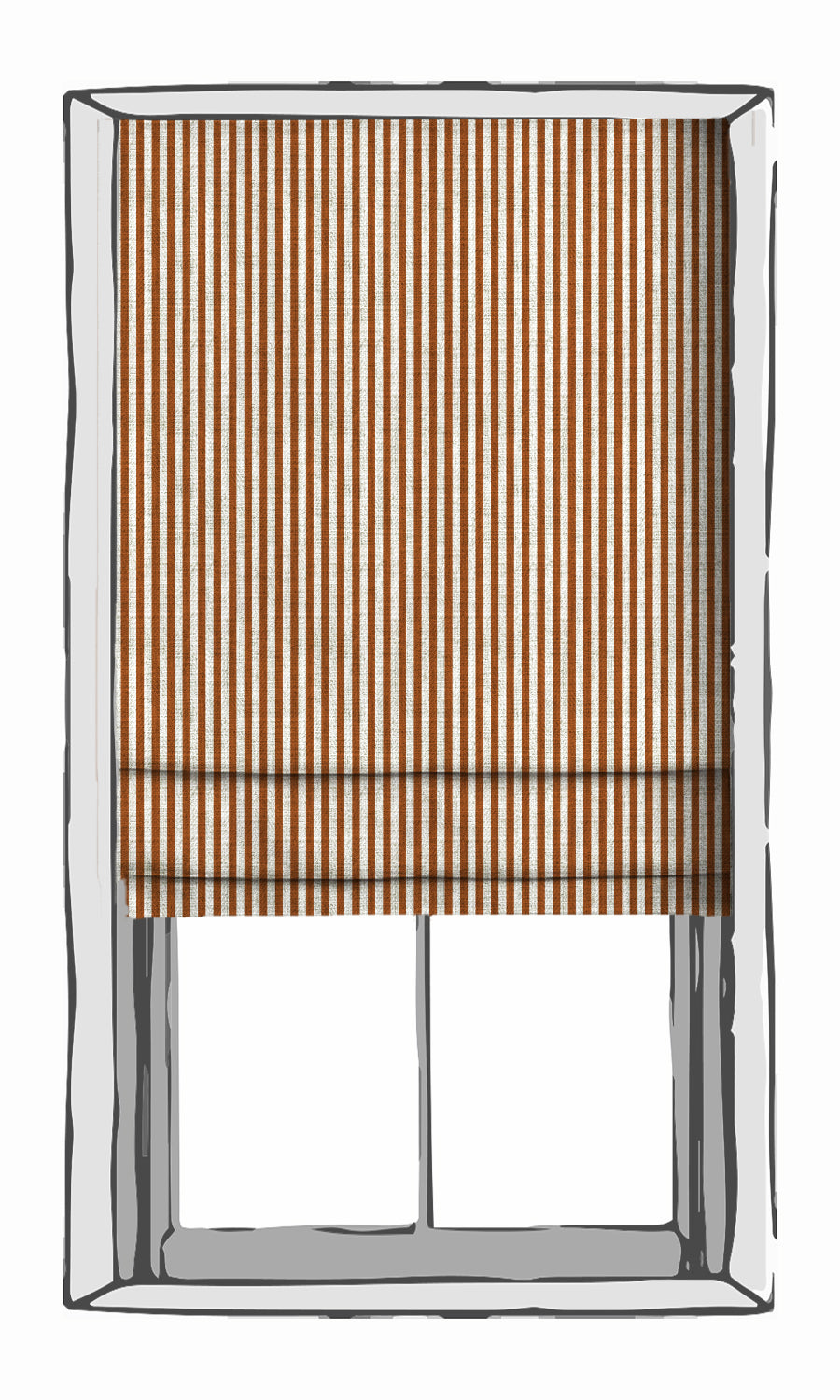 Modern Striped Fabric Material By the Yard (Burnt Orange/ White)