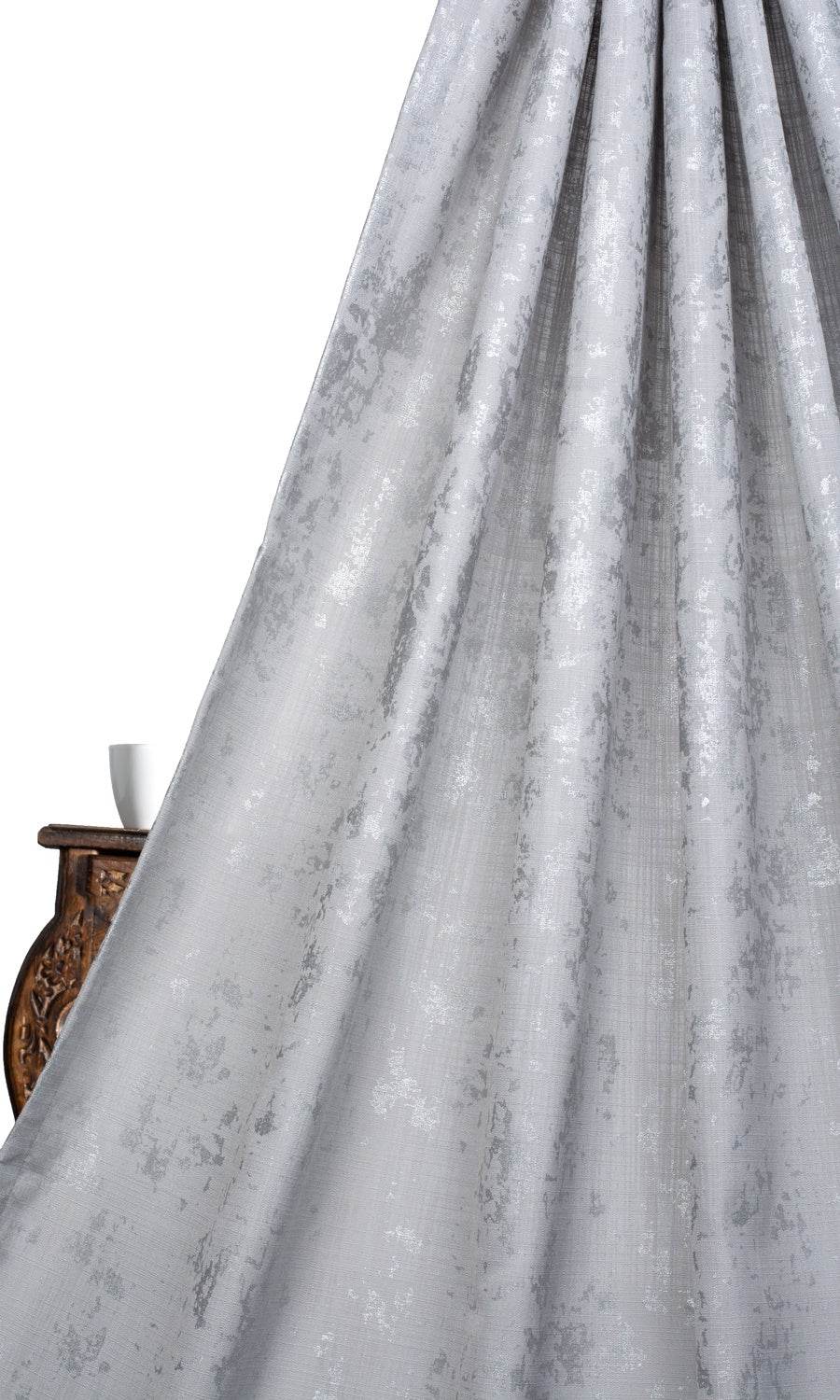 Metallic Abstract Print Home Textile Fabric Material By the Yard (Silver)