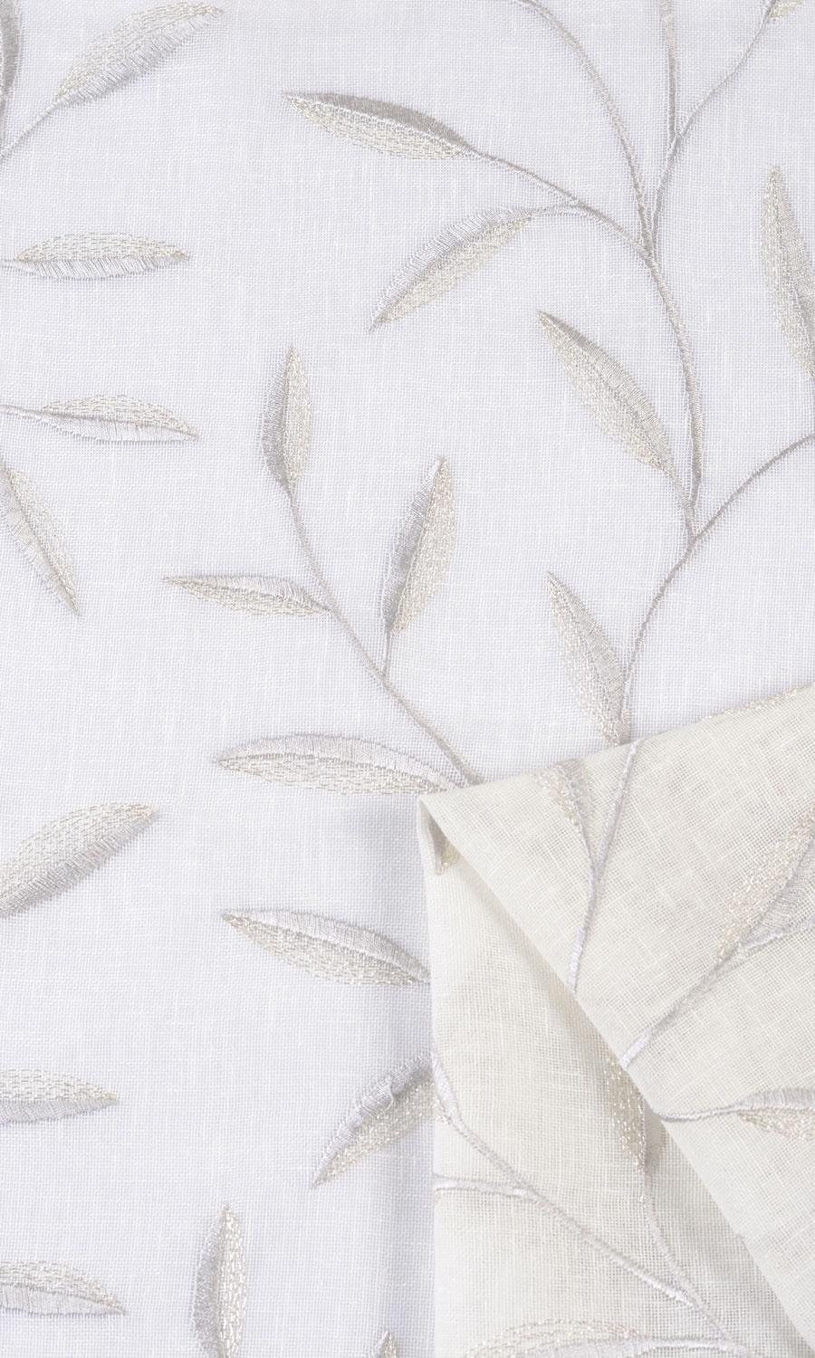 Sheer Floral Embroidered Window Treatments Fabric By the Yard (White/ Gray)