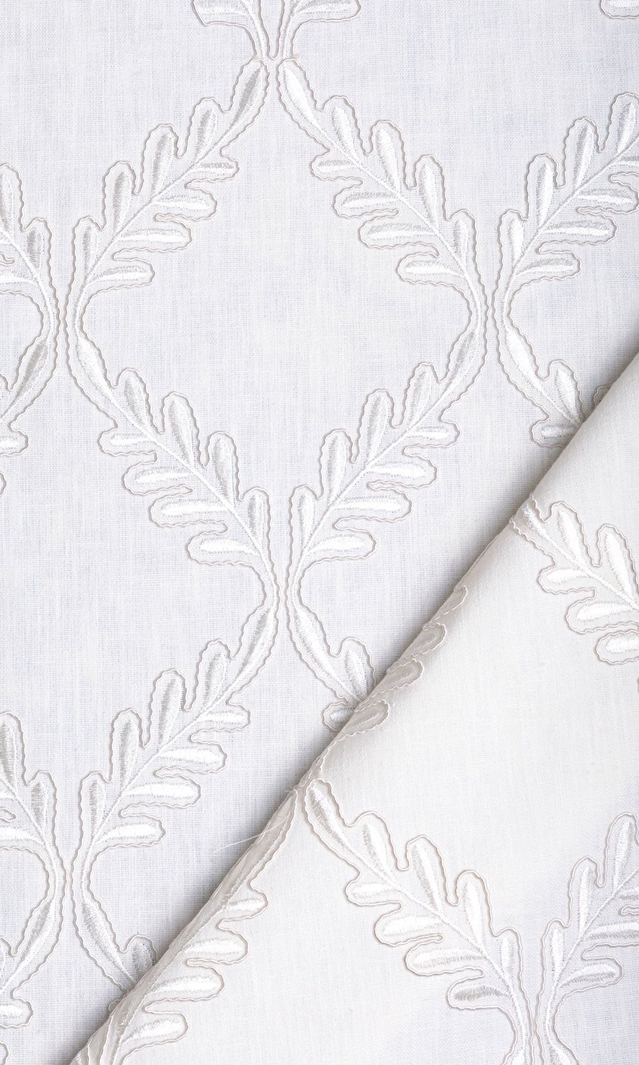 Poly-Linen Embroidered Fabric Material By the Yard (White/ Cream)