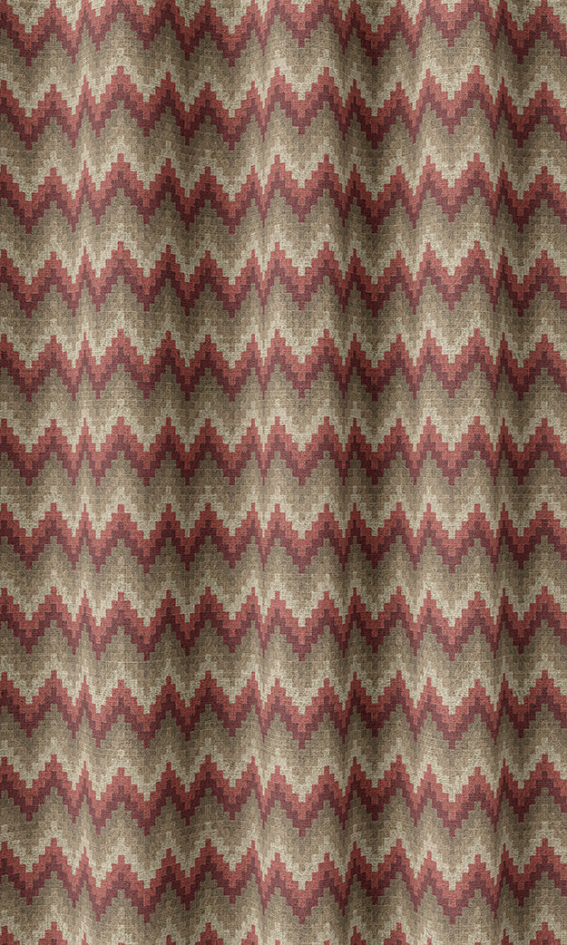 Chevron Patterned Home Textile Fabric Material By the Metre (Red & Brown)