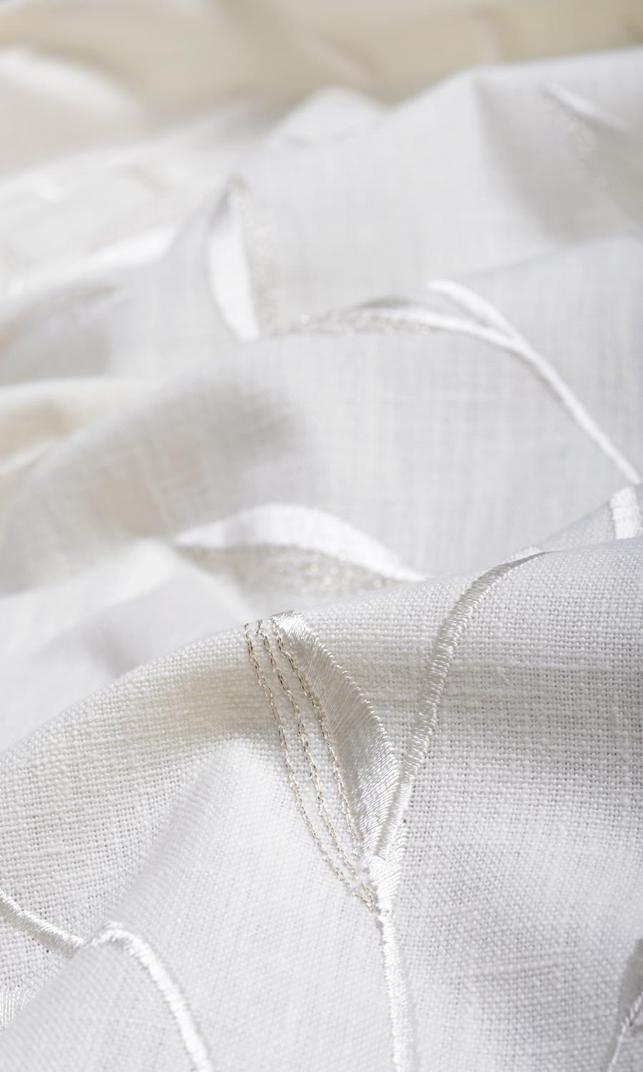 Floral Embroidery Fabric Material By the Yard (White/ Cream)