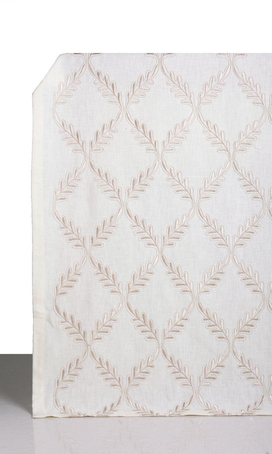 Poly-Linen Embroidered Home Décor Fabric By the Yard (White/ Cream)