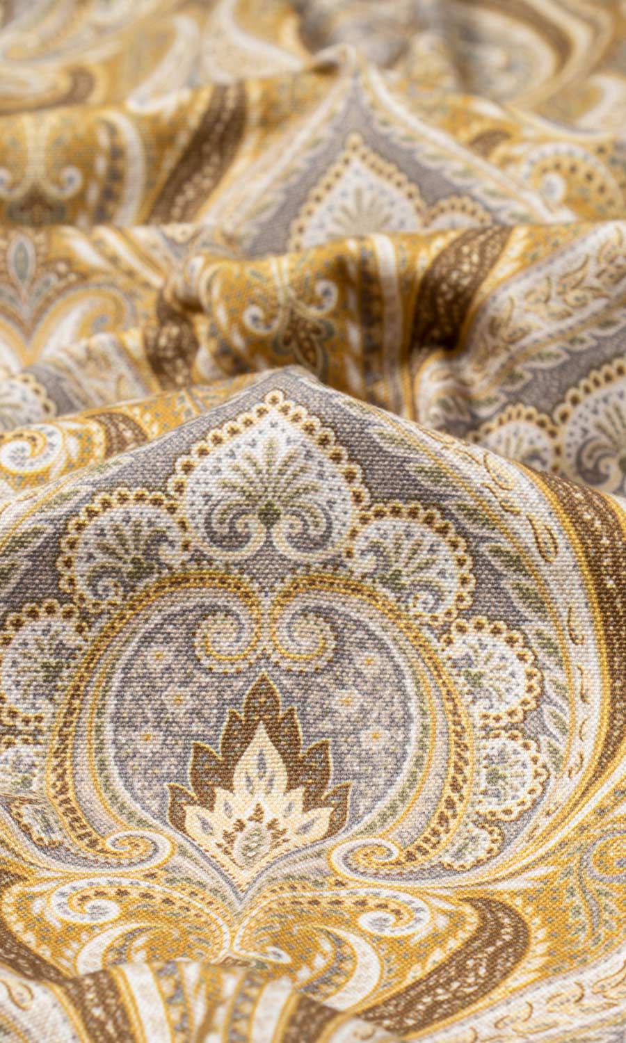 Floral Damask Home Textile Fabric Material By the Yard (Grey/ Yellow)