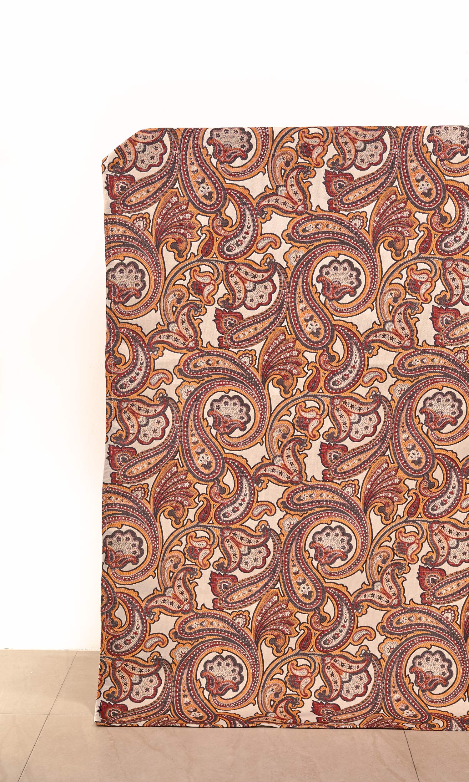 Paisley Home Décor Fabric By the Yard (Brown/ Russet Red/ Deep Yellow)