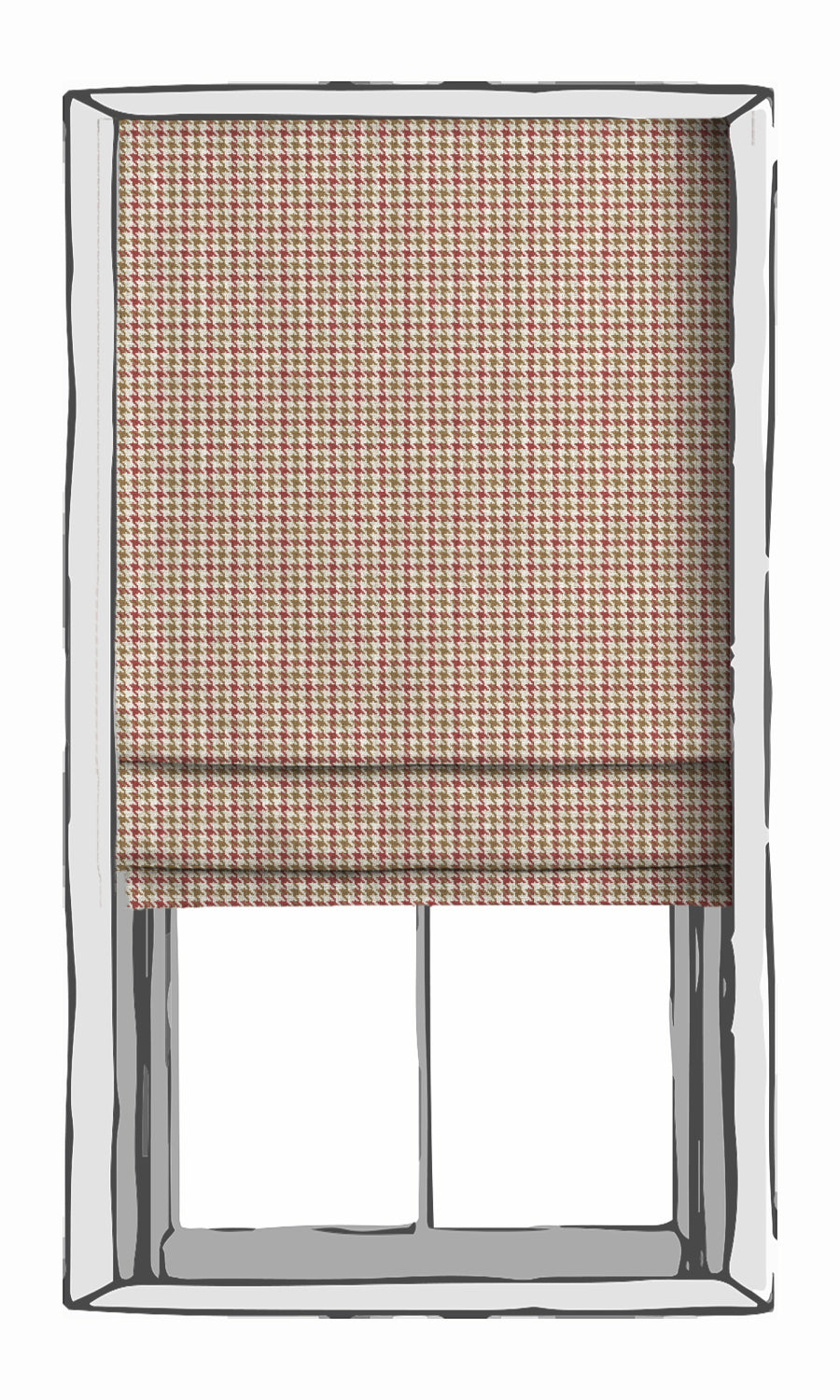 Houndstooth Patterned Window Treatments Fabric Sample (Red & Brown)