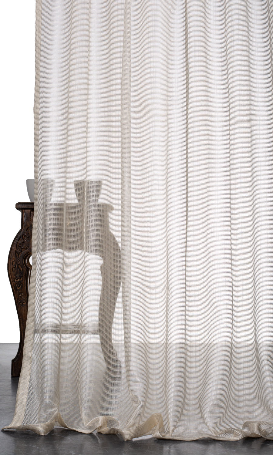 Textured Sheer Window Treatments Fabric Sample (Ivory/ Pale Beige)