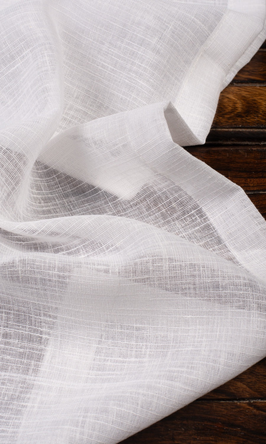 Plain Linen-Texture Sheer Home Décor Fabric By the Yard (White)