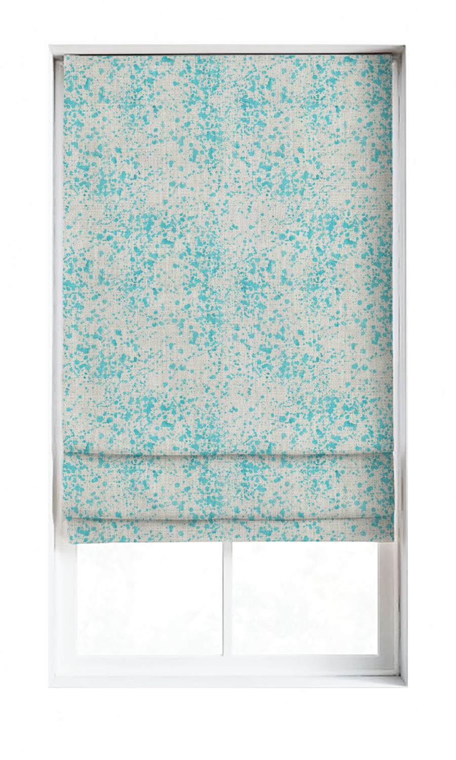 Abstract Print Window Treatments Fabric Sample (Eggshell White/ Blue)