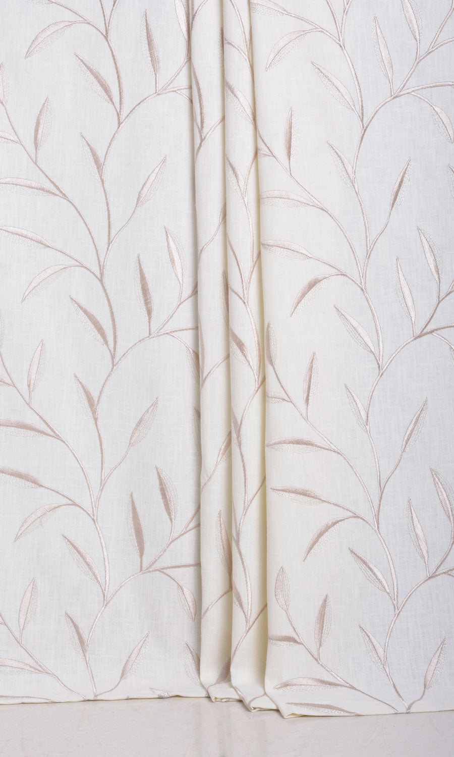 Floral Embroidery Window Treatments Fabric By the Yard (White/ Cream)