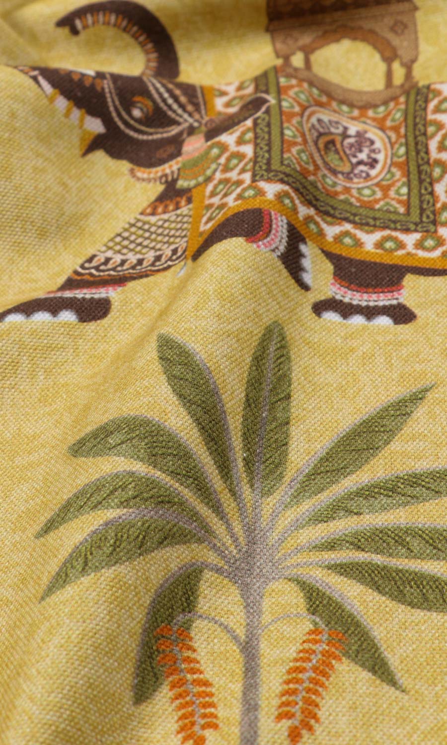 Cotton Printed Home Textile Fabric Material By the Yard (Mustard Yellow)