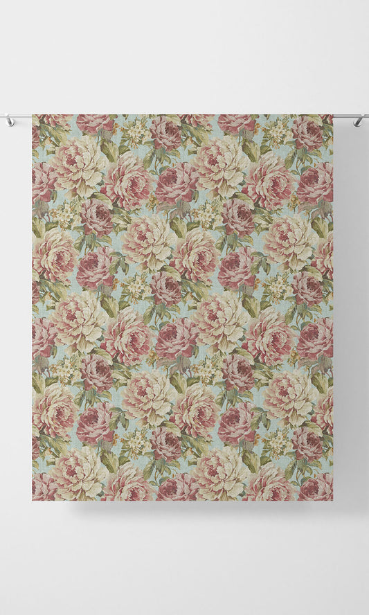 Classic Floral Patterned Drapes (Pink & Blue)