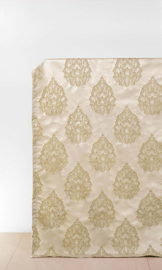 Damask Textured Home Décor Fabric By the Yard (Off White)