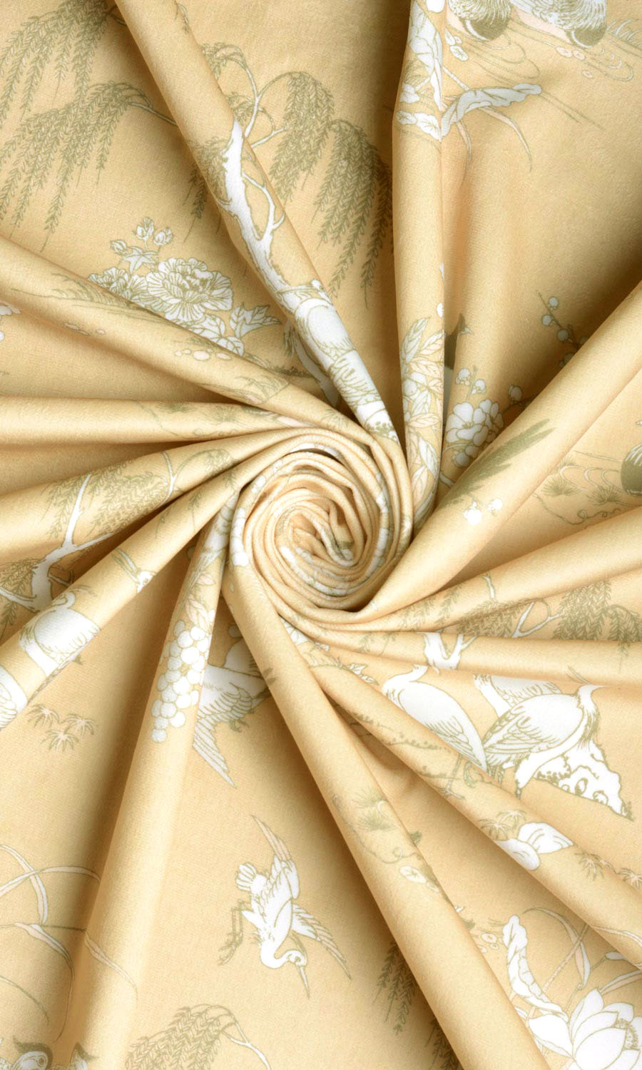 Chinoiserie Toile Velvet Fabric By the Yard for Curtains & Drapes (Yellow)