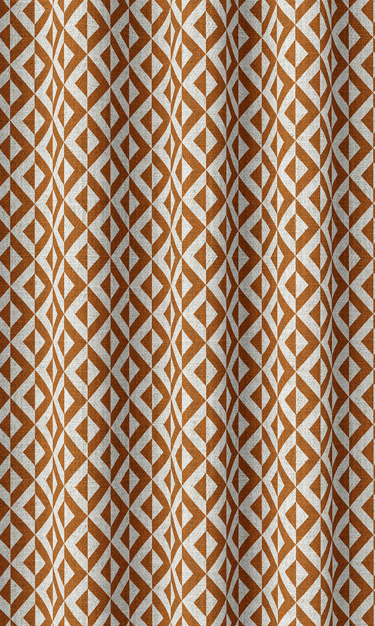 Geo Print Home Décor Fabric By the Metre (Orange/ White)
