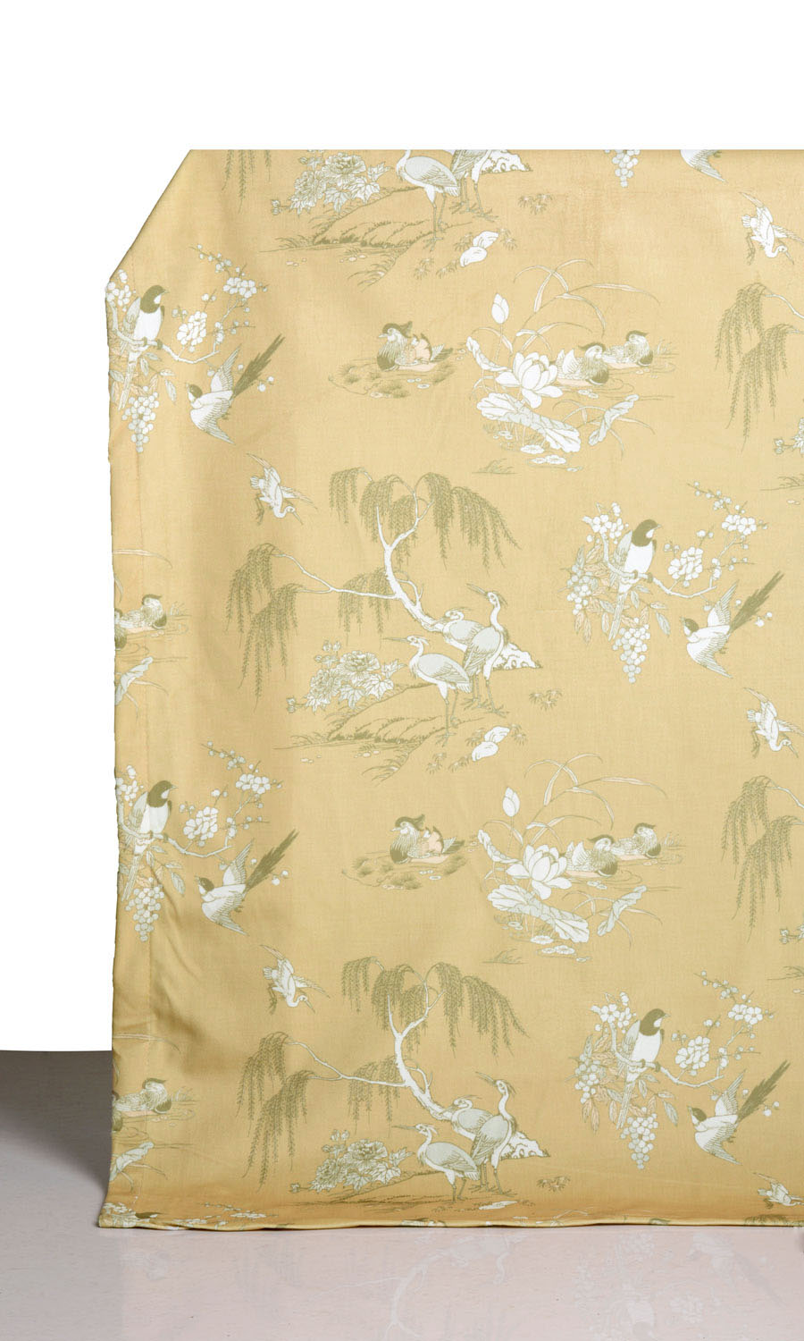 Chinoiserie Toile Velvet Window Treatments Fabric By the Yard (Yellow)