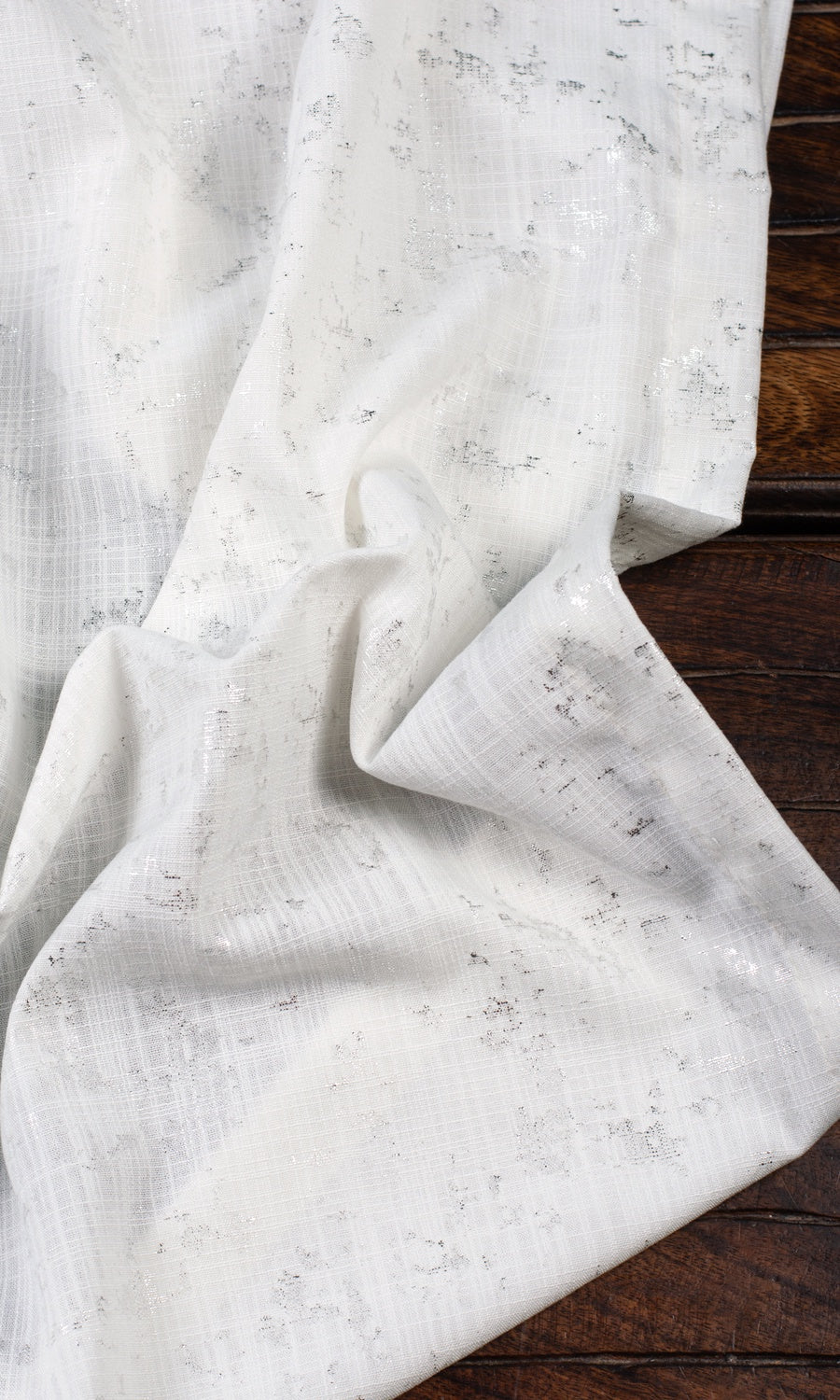 Metallic Abstract Print Home Textile Fabric Material By the Yard (White/ Silver)