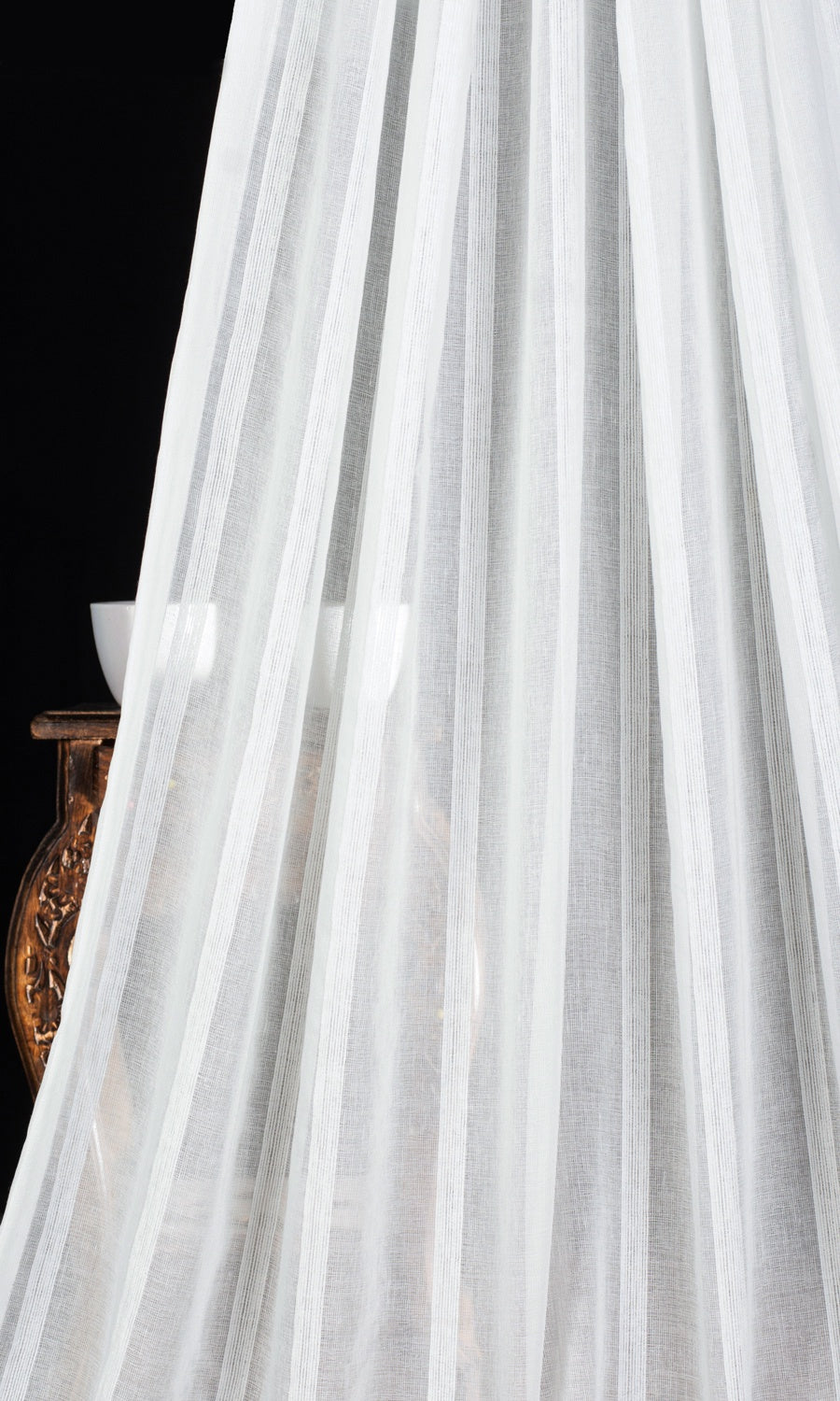 Striped Sheer Home Textile Fabric Material By the Yard (White)