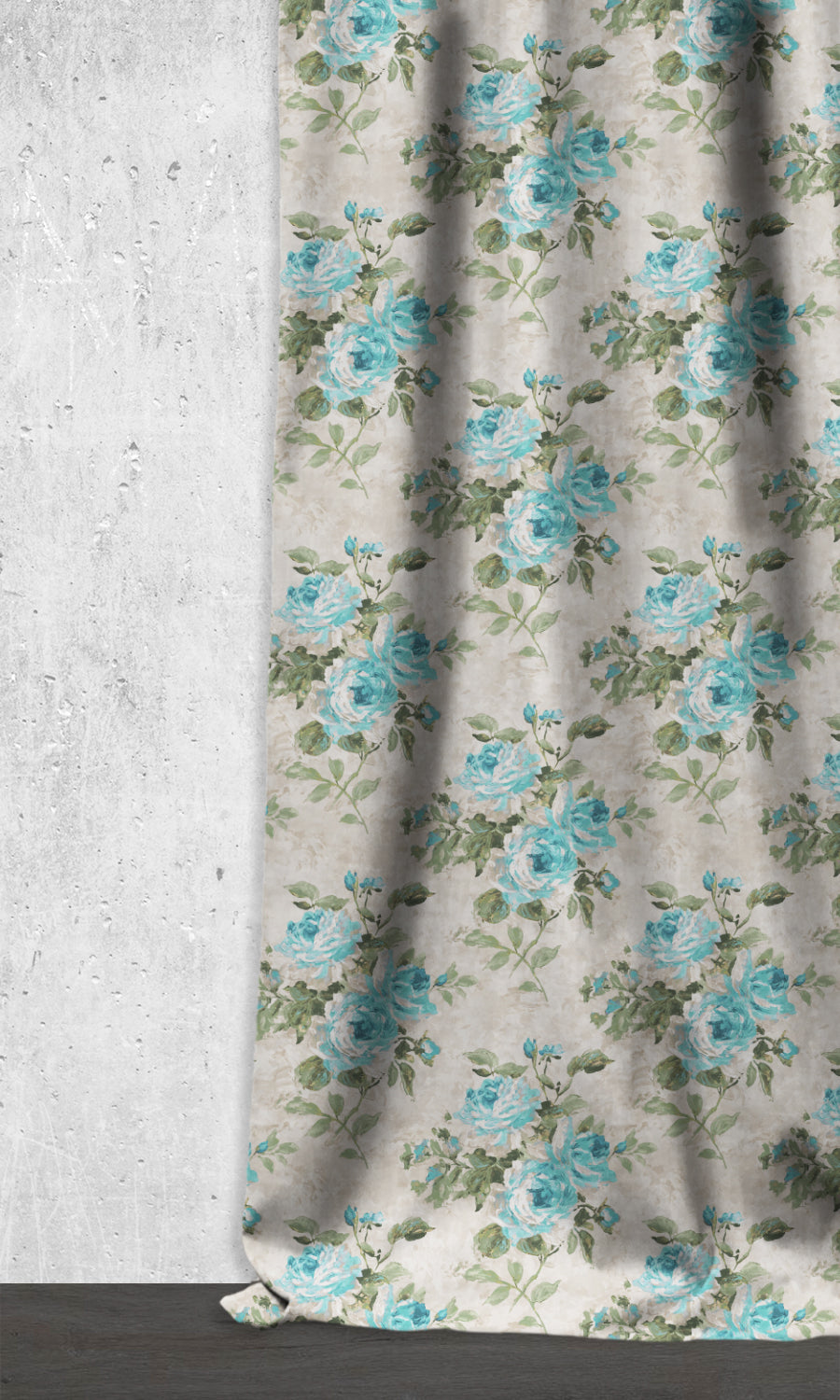 Floral Dimout Home Décor Fabric By the Yard (Blue/ White/ Green)