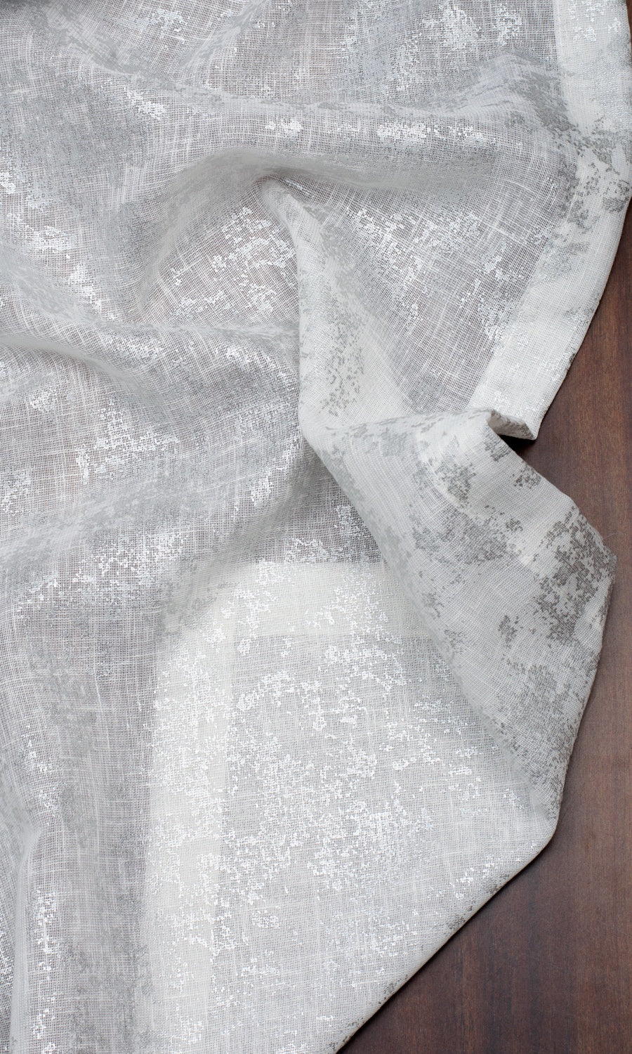 Textured Semi-Sheer Fabric Material By the Yard (White/ Silver)