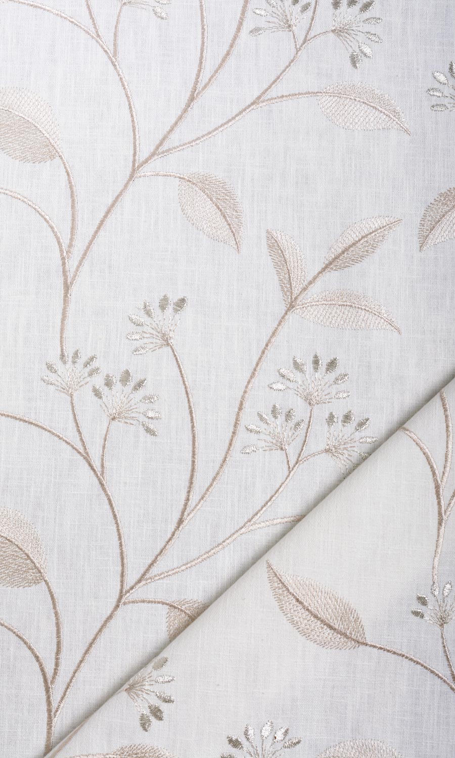 Floral Embroidery Fabric Material By the Yard (White/ Cream)