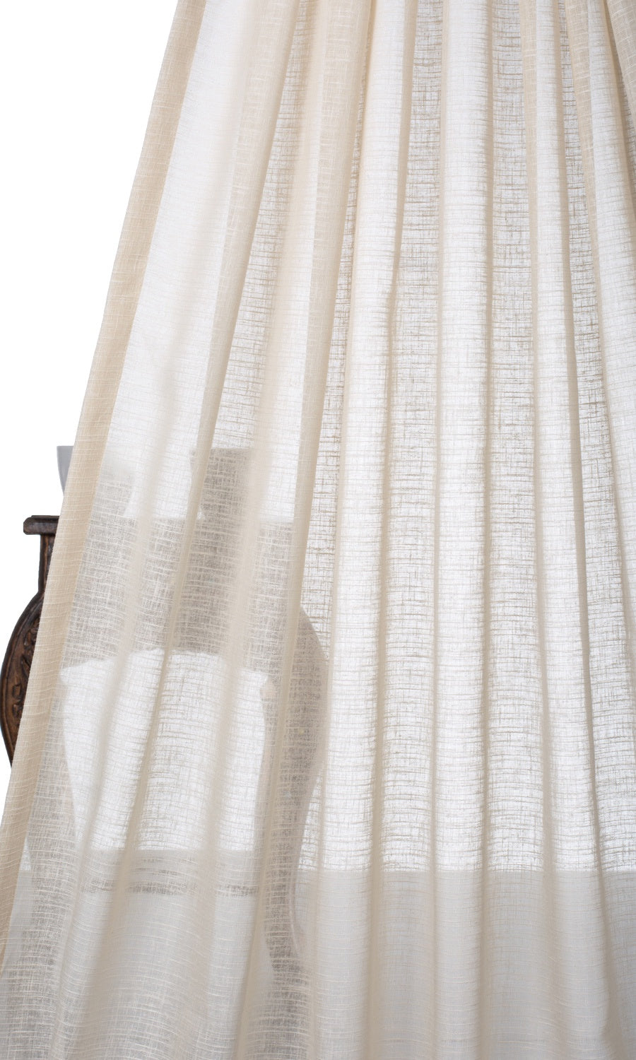 Plain Textured Sheer Home Textile Fabric Material By the Yard (Pale Beige)