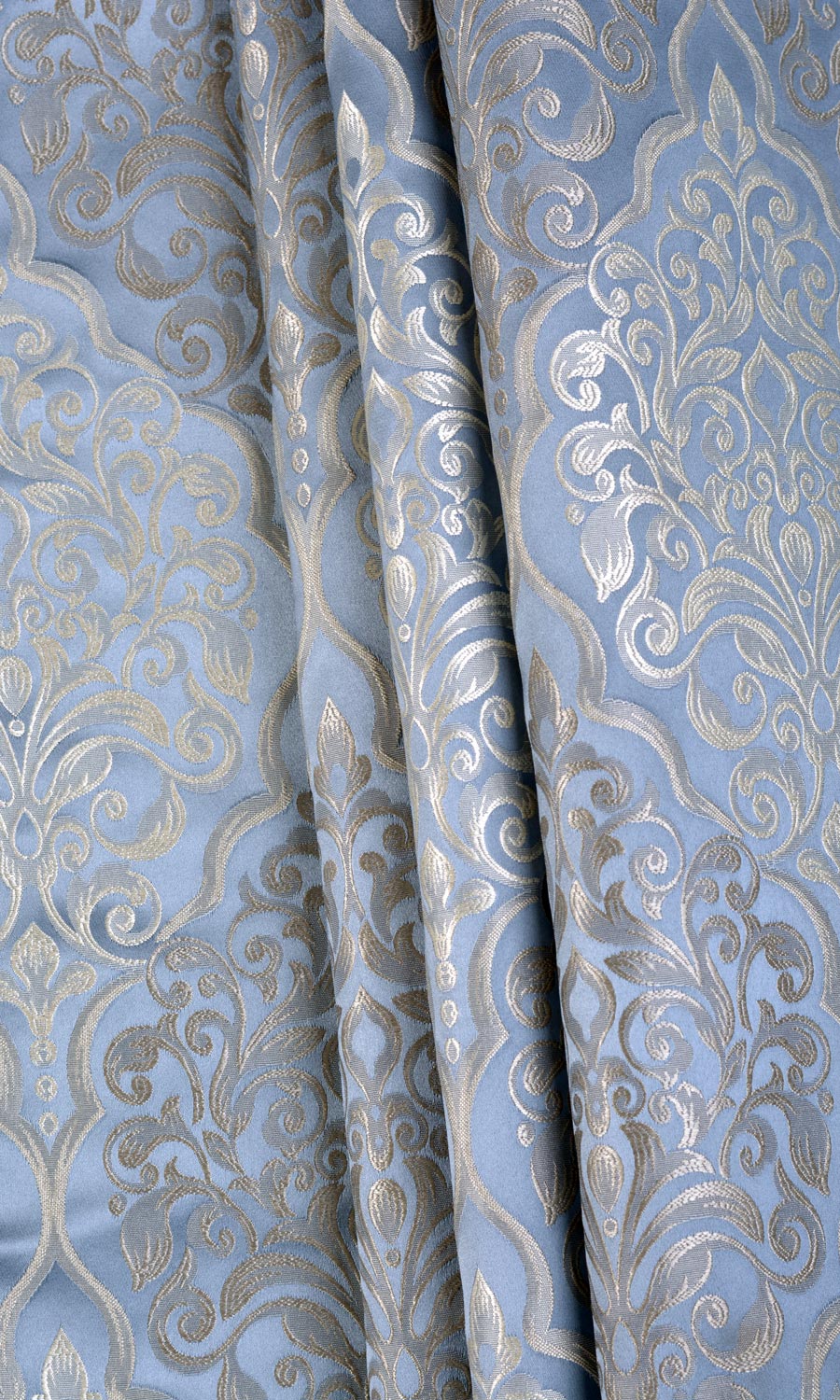 Damask Free Fabric Material Sample (Navy Blue/ White)