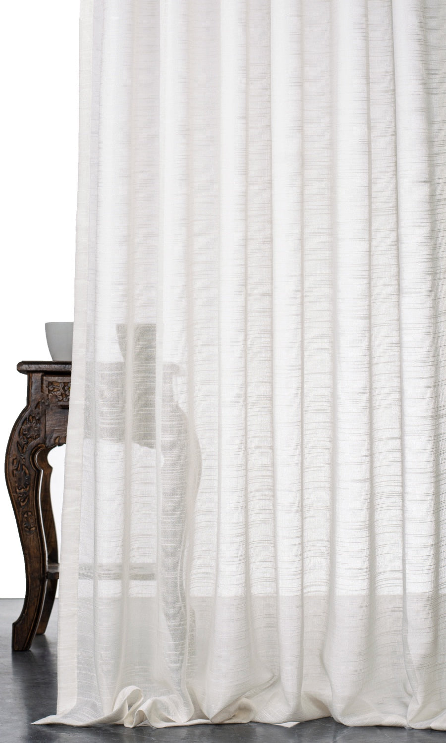 Textured Sheer Window Treatments Fabric By the Yard (White)
