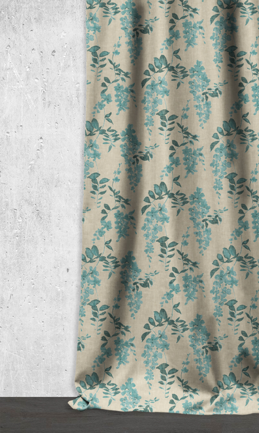 Floral Dimout Home Décor Fabric By the Yard (Blue/ Grey)