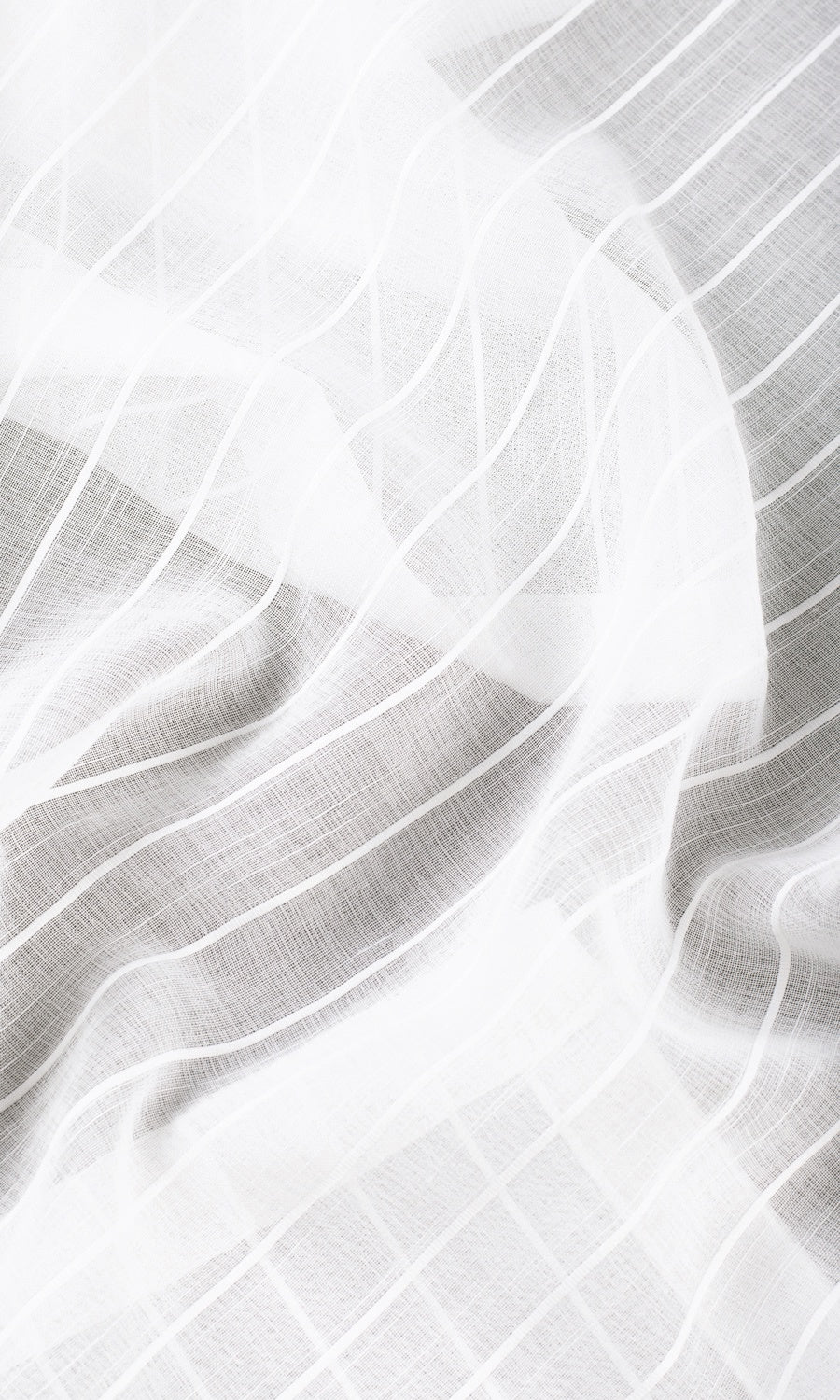 Striped Sheer Fabric By the Yard for Curtains & Drapes (White)