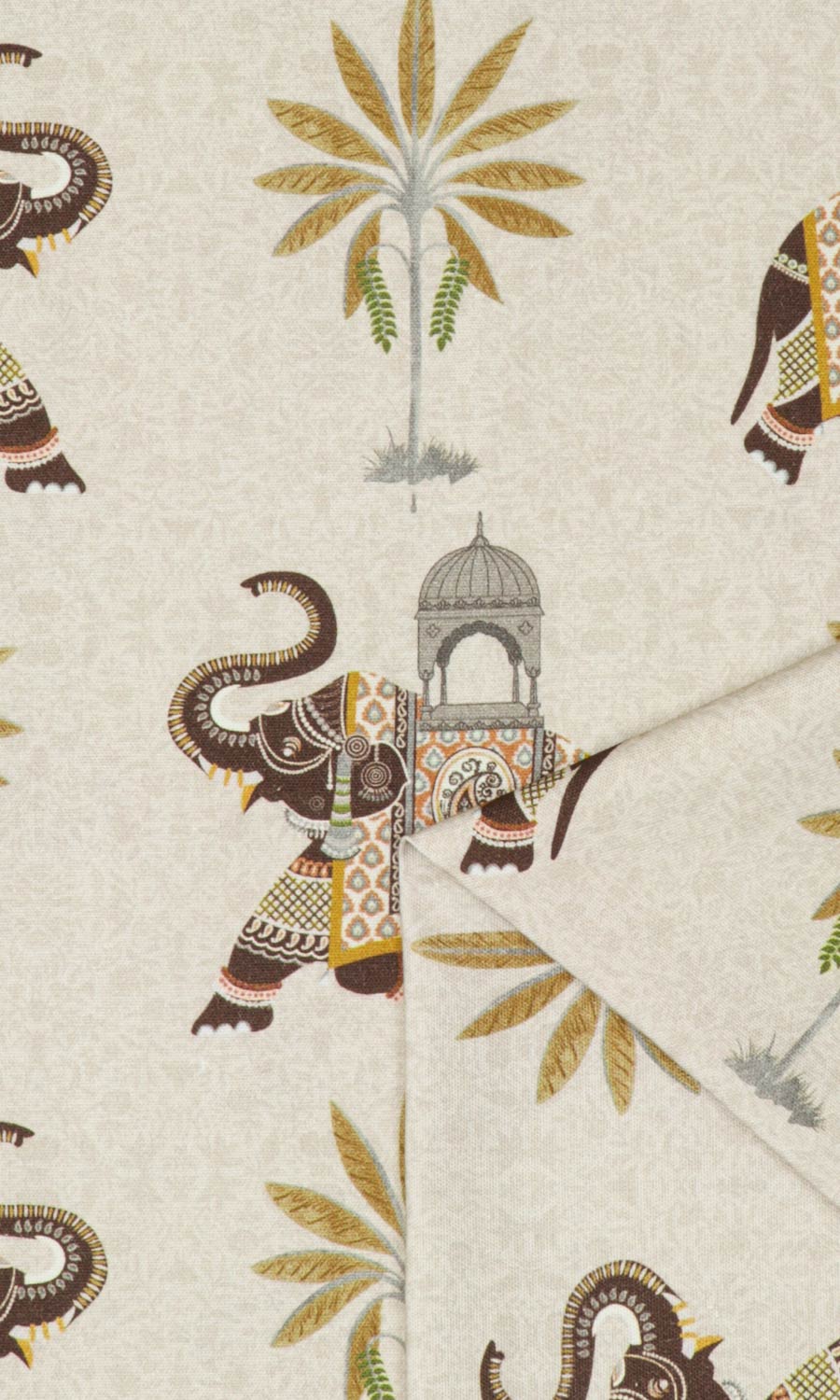 Printed Cotton Fabric Material By the Yard (Beige/ Brown)