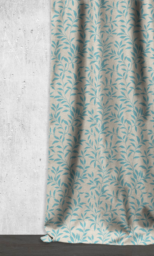 Floral Dimout Home Décor Fabric By the Yard (Blue/ Ivory)