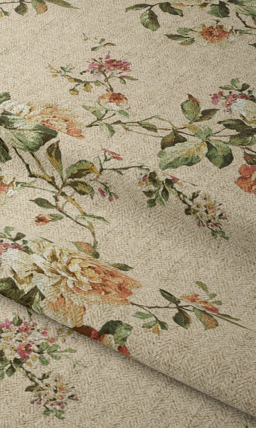 Modern Country Floral Fabric Material By the Yard (Yellow)