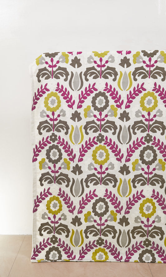Floral Home Décor Fabric By the Yard (White/ Magenta/ Gray/ Green)