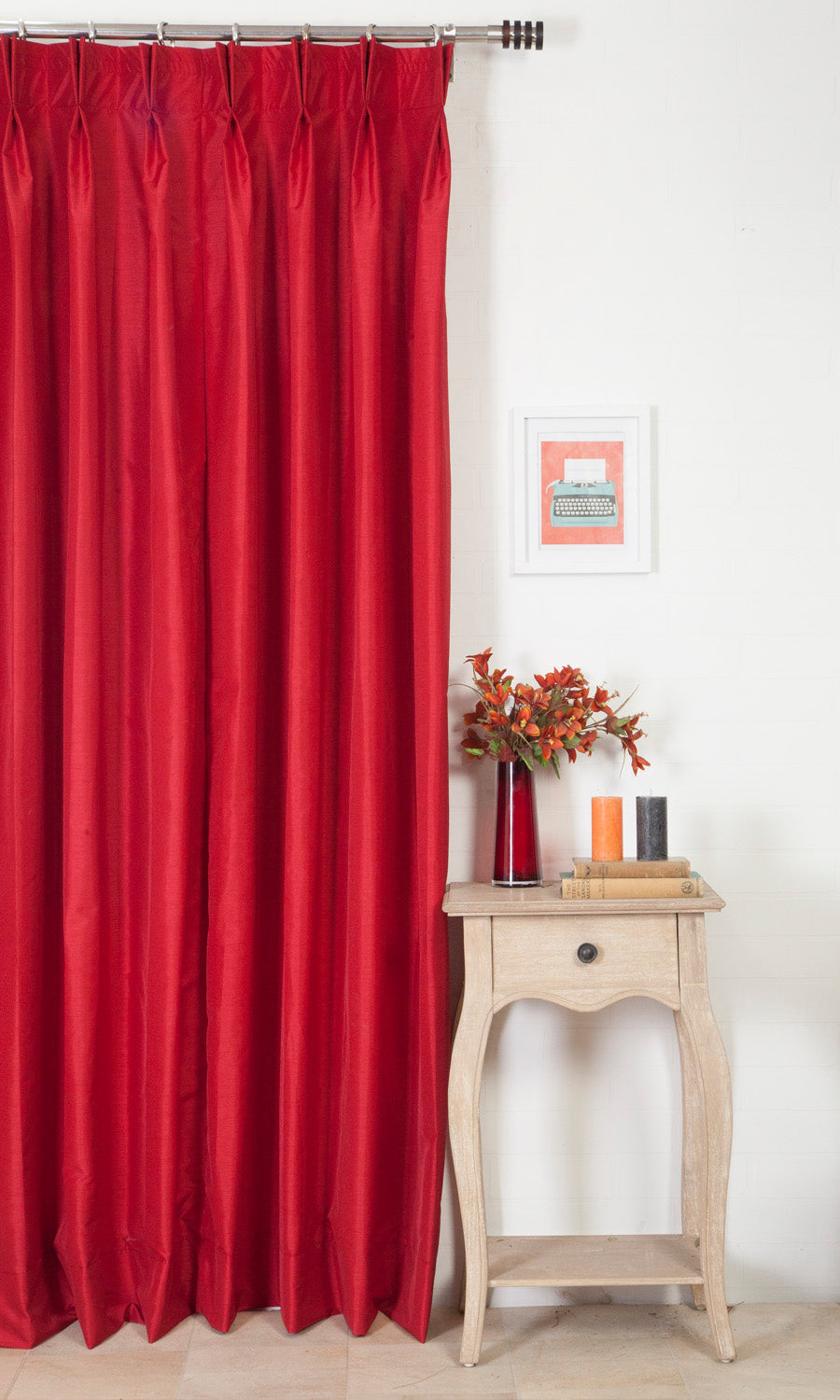 Faux Silk Home Décor Fabric By the Metre (Red/ Orange)
