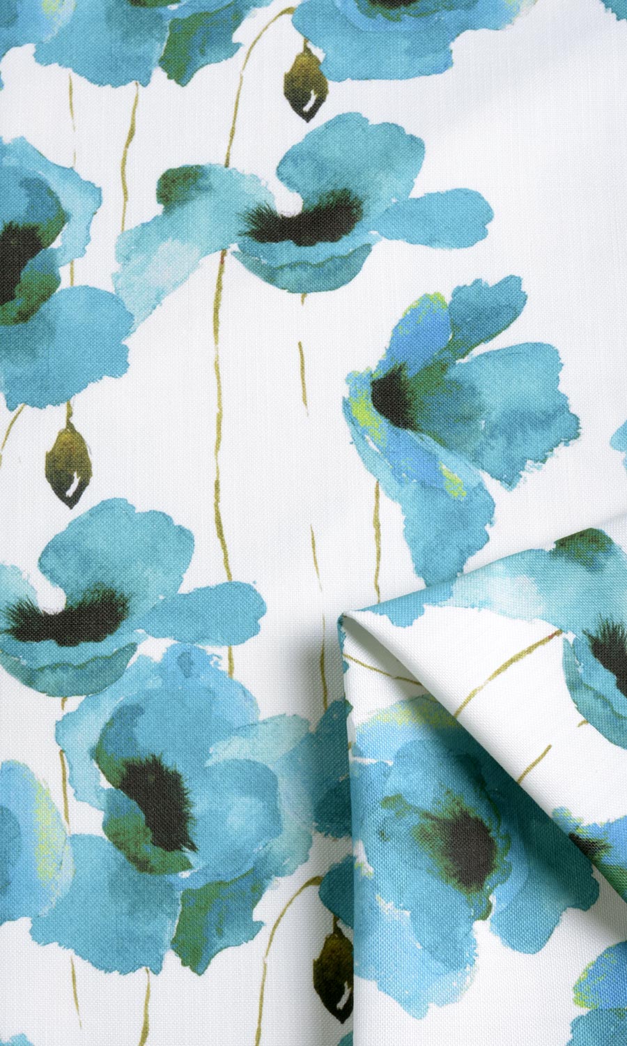 Water Lilies Floral Home Textile Fabric Material By the Yard (Blue)