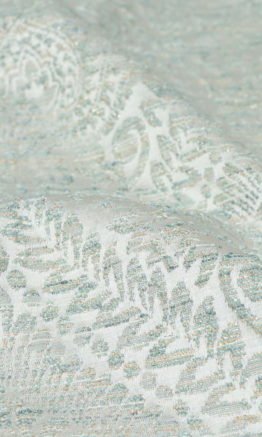 Textured Floral Home Textile Fabric Material Sample (Pale Grey/ Mint)